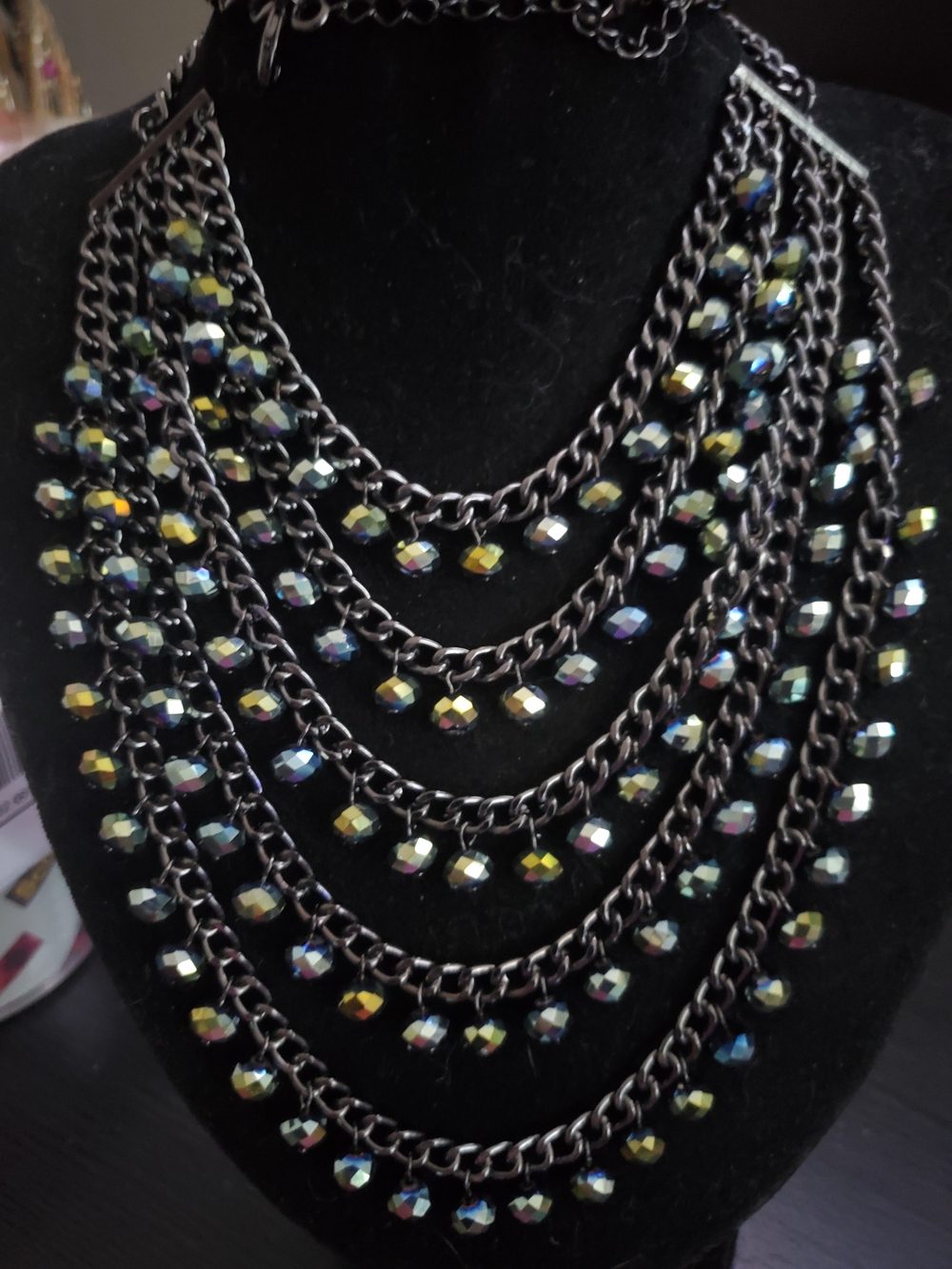 Premier Designs Movers & Shakes Multi-Strand Iridescent Beaded  Necklace